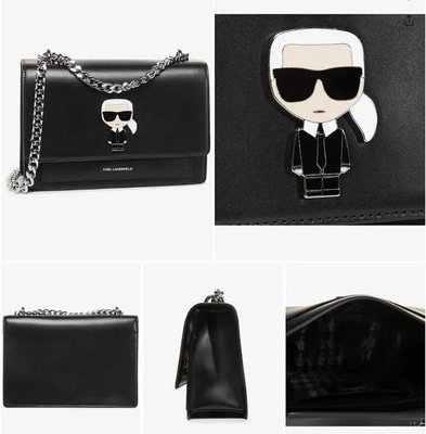 Karl Lagerfeld 黑色 皮質鏈條小方包 1550元