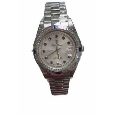 「官方授權」OP奧柏錶 女 白金鋼帶鑲藍白鑽 石英腕錶 (6832DL29S)