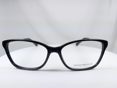 『逢甲眼鏡』 EMPORIO ARMANI 光學鏡架 全新正品 亮面黑方框 霧面銀鏡腳【EA3026 5017】