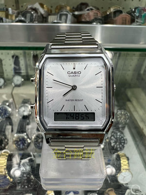 【金台鐘錶】CASIO卡西歐 雙重顯示 AQ-230A-7A (銀色) (經典復古潮流)