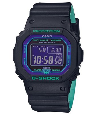【金台鐘錶】CASIO卡西歐G-SHOCK (電波錶) (藍牙) 太陽能 200米(霓虹紫) GW-B5600BL-1