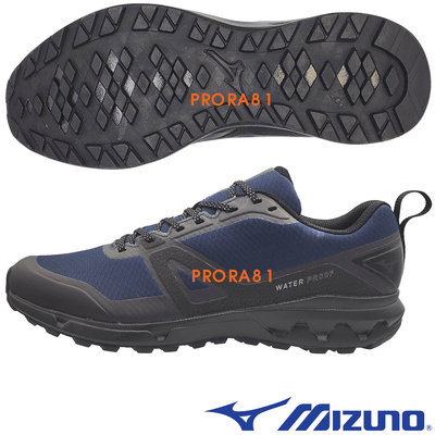 Mizuno B1GA-220114 黑×藍 WAVE SEEK 防潑水戶外健走鞋【舒適耐穿】201M