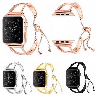 蘋果手錶鏤空手鐲錶帶 Apple Watch Series 2/3/4/5/6不鏽鋼錶帶 iwatch女士時尚腕帶 爆款