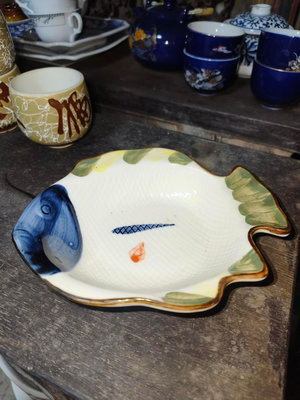［訂單滿300出貨］魚形陶盤 老舊藏 早期魚盤