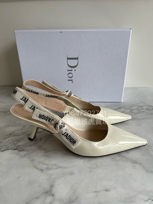 二手真品 Dior 少見米白色 後繫跟 J’ADIOR 蝴蝶結綁帶高跟鞋 尺寸39.5 降價