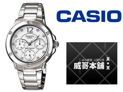 【威哥本舖】Casio台灣原廠公司貨 SHE-3022SBD-7A 太陽能施華洛世奇女錶 SHE-3022SBD