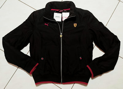 【帥哥王】全新Puma Ferrari正品法拉利賽車盾牌LOGO黑色鋪棉(隱藏帽)女用外套M原5680只要3800