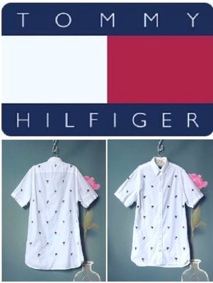 飄舞衣世界《【男裝】TOMMY HILFIGER REGULAR FIT》椰子樹刺繡白色短袖襯衫 / M