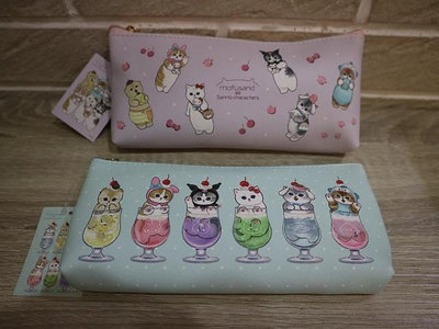 婕的店日本精品~日本帶回~Sanrio&amp;mofusand貓福珊迪聯名粉紫筆袋 化妝包