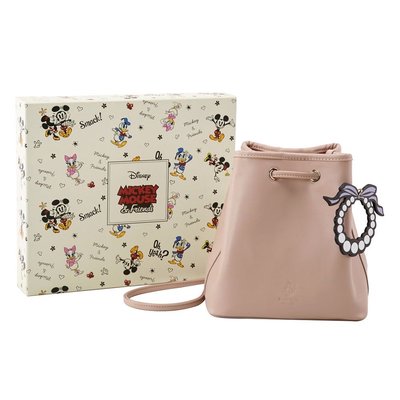 正版《贈送盒子》 Disney Grace gift 黛西 小飛象 小熊維尼皮片抽繩造型水桶包 肩背包 休閒包
