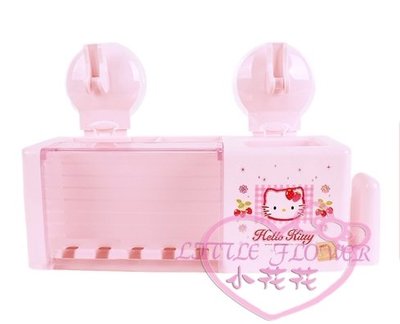 ♥小花花日本精品♥Hello Kitty凱蒂貓粉色草莓款吸盤式牙刷牙膏置物架收納架浴室置物架04001706