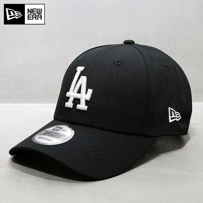 熱款直購#韓國正品代購NewEra帽子女潮鴨舌帽MLB棒球帽男硬頂經典款LA黑色