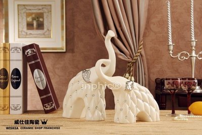 INPHIC-鑲鑽石陶瓷大象 家居擺飾創意歐式客廳裝飾品 工藝品