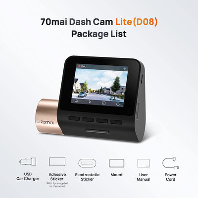 70mai 行車記錄器 Lite,1080P Full HD,智慧型行車記錄器,適用於汽車,Sony IMX307,內建 G-Sensor,130° 廣角 FO