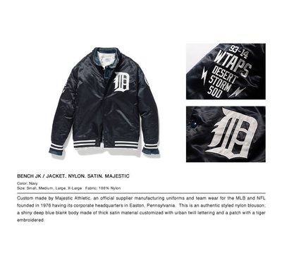 L WTAPS BENCH JACKET NYLON SATIN NAVY-