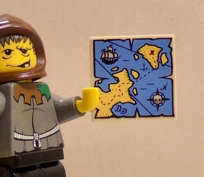【LEGO樂高】海盜系列人偶配件 米色藍色2x2格航海海洋陸地海盜船圖案探險圖地圖 平板 Tan Map Tile