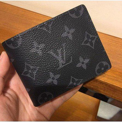 Louis Vuitton LV M62294 Slender 經典花紋雙折短夾.黑 圖