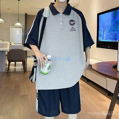 青少年男夏季套裝帥氣大童polo衫高中韓版T恤學生短袖初中生潮流