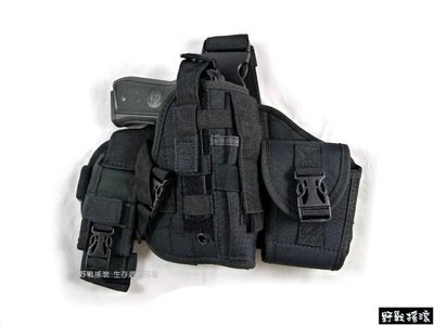 【野戰搖滾-生存遊戲】MOLLE 組合式戰術腿掛槍套 (黑色) 手槍套