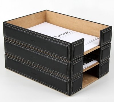 日本進口 好品質皮革可放A4紙張文件資料櫃資料夾收納盒雜物書桌辦公用品整理盒文具收納儲物櫃送禮 5768c