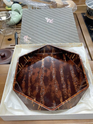 日本傳統工蕓品 角館櫻皮細工 樺細工 6角食皿 果子缽 無拼