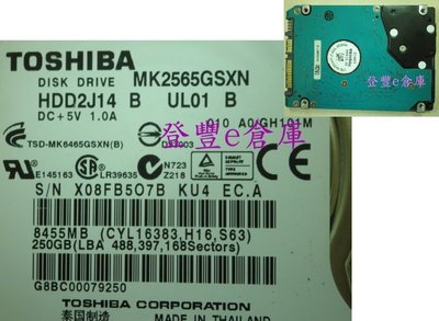 【登豐e倉庫】 F226 Toshiba MK2565GSXN 250G SATA2 救資料 快速修硬碟 圖檔不見