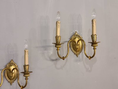 法國  高品質 厚實 純銅 (一對) 古董 壁燈 古典燈  歐洲老件 la0392【卡卡頌  歐洲古董】✬