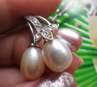 日本珍珠~頂級黃金 +白+玫瑰金 三色珍珠 墬子 項鍊【山玉軒】