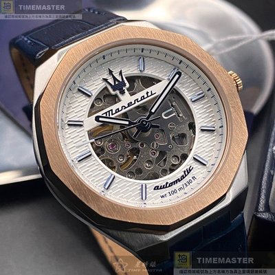 MASERATI手錶,編號R8821142001,42mm金色錶殼,寶藍錶帶款