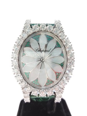 【益成當舖】流當品白k蕭邦chopard 原鑲豪華鑽石錶L'HEURE DU DIAMANT系列