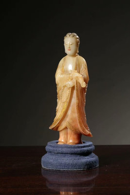 【二手】老壽山芙蓉石雕如意觀音立像4582【古玩天下】古玩 收藏 古董