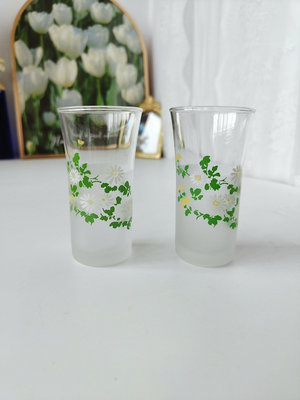 日本中古vintage aderia石塚硝子玻璃杯 花卉玻璃