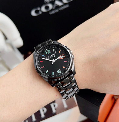 COACH Greyson 黑色錶盤 黑色陶瓷錶帶 女士手錶 14503927