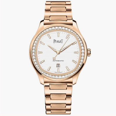 預購 伯爵錶 Piaget Polo系列 Piaget Polo Date腕錶 36mm G0A46020 機械錶 18K玫瑰金 白色面盤 鑽石 女錶
