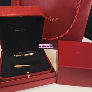 【二手正品】 Cartier卡地亞LOVE系列18k黃金窄版鑲6鑽手環手鐲B6047617