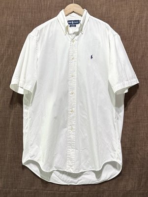 Polo Ralph Lauren 古著寬鬆版短袖襯衫 精梳棉白色襯衫 oversize vintage y2k