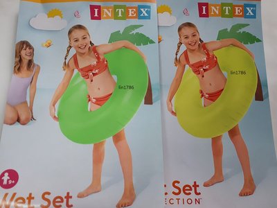 INTEX 59262 全新品 夏天玩水 游泳 戲水 螢光游泳圈圈 充氣游泳圈 浮排