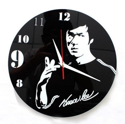 [現貨]名人藝術時鐘 影視名星電影李小龍Bruce Lee 紀念掛鐘錶 功夫時尚創意藝術牆面時鐘錶家飾品壁錶