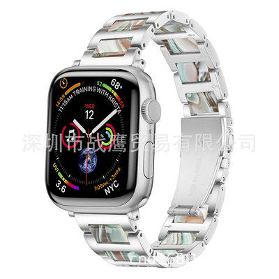 apple 適用樹脂+鋼蘋果iwatch表帶不銹鋼金屬apple watchs9替換帶