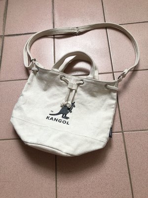KANGOL 專櫃購入手提肩背斜背兩用/圓筒包/帆布袋/帆布包
