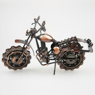 現貨創意擺件復古摩托車模型鐵藝擺件金屬工藝品仿古家居裝飾品 創意禮品B11