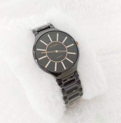 日本Tivolina黑陶瓷手錶/水鑽刻度/精簡時尚/乾淨大圓面/日本機芯/神秘黑/特價