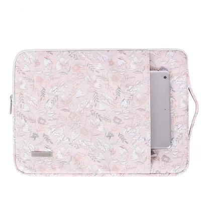 *小資女來挖寶*全新CANVAS ARTISAN 粉色花漾類皮革紋防水14吋手提筆記型電腦包平板包收納包
