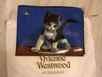 Vivienne westwood藍色貓咪手拿包