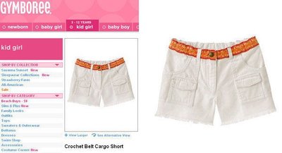 16@☆蠍蠍傳說☆Gymboree Crochet Belt Cargo Short 短褲(7t) 出清價囉