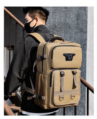 多色可選 2020新款時尚拼接工裝風簡約純色背包 超大容量電腦包 公事包 戶外出行必備防水手提包 男生包包