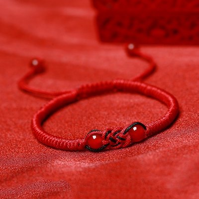 【熱賣下殺】手工編織本命年紅繩手鏈男士款女情侶時尚轉運珠新年禮物瑪瑙飾品