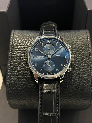 IWC  萬國錶  葡萄牙系列 計時腕錶 IW371606 藍色面 IWC萬國錶自製機芯 69355 機芯