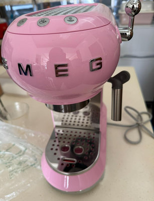 SMEG 半自動義式咖啡機 粉色 二手