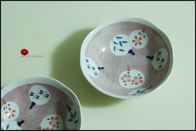 過日子~日本帶回[橘吉]和風小扇粉色底波浪邊緣缽盤,沙拉碗,沙拉盤,深盤,缽碗～